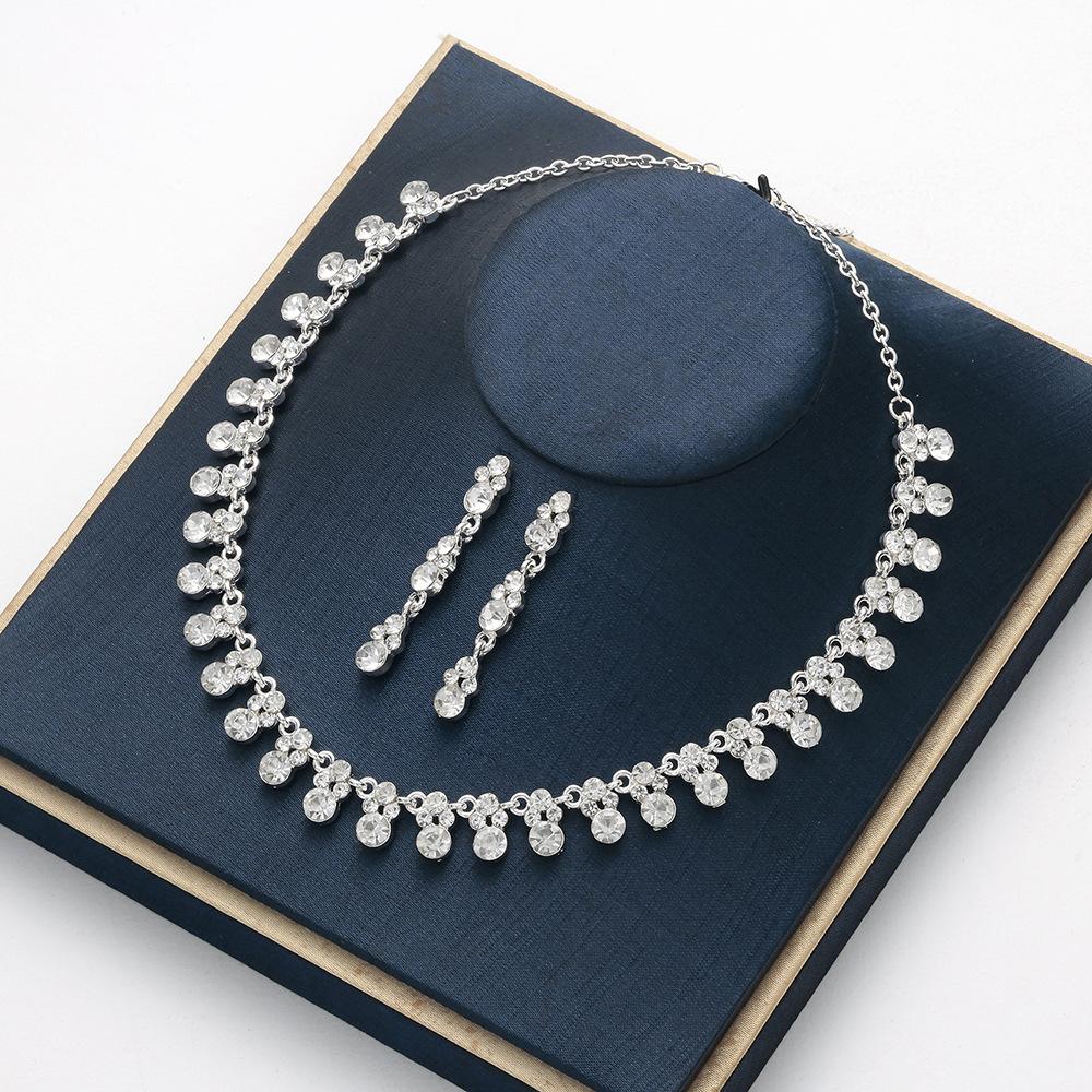 

Wedding Necklace Earrings Two-piece Set Simple Bridal Dress Accessories Set Wedding Jewelry Accessories