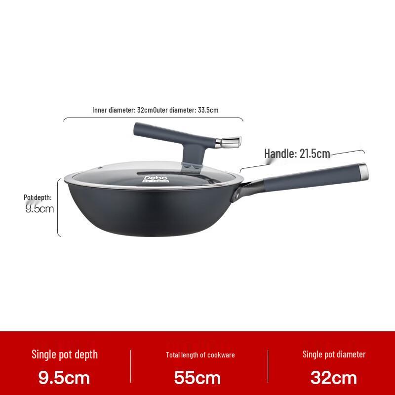 Debo Titanium 304 Stainless Steel Non-Stick Wok & Fry Pan