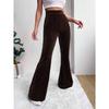 Ladies, High Waisted, Corduroy, Flared Pants, Solid Color, Casual Pants, Wide Leg Pants, Long Pants