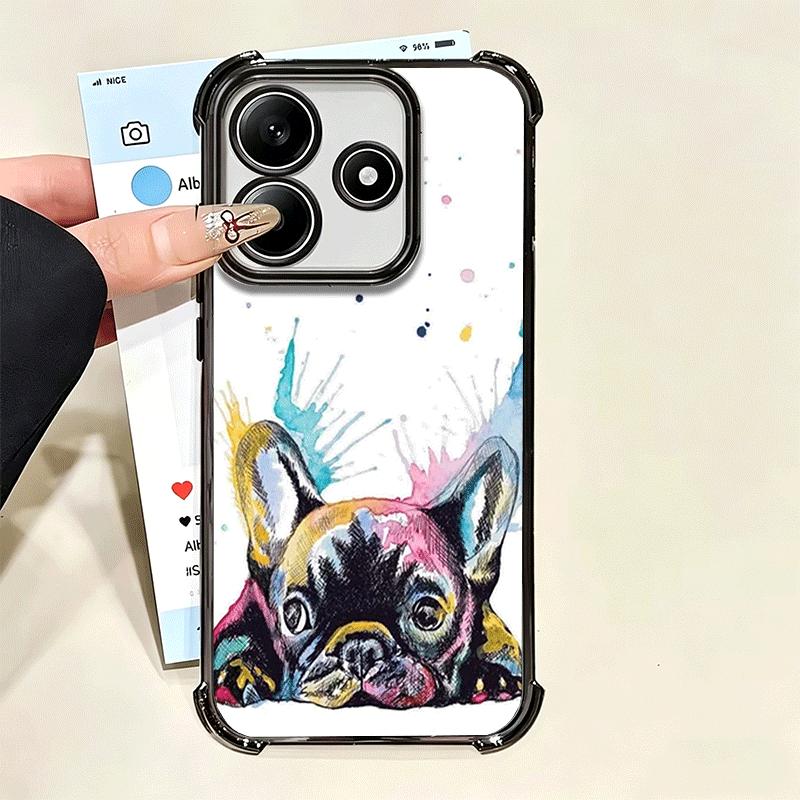 French Bulldog Dog Pug Design Plating Phone Case For Xiaomi Poco X5 X6 X7 X8 Pro Max F8 Ultra F7 M8 M7 M5S Redmi 15C 15 14C 13C