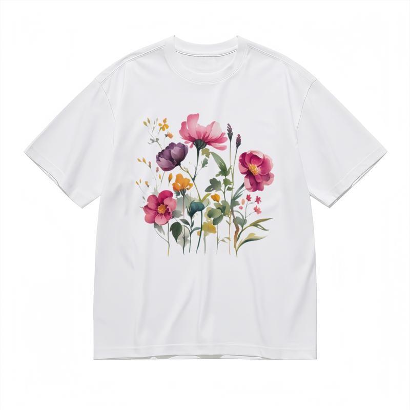 Men's Trend Classic T-Shirt Pink Purple Yellow Floral Natural Print Design Tee