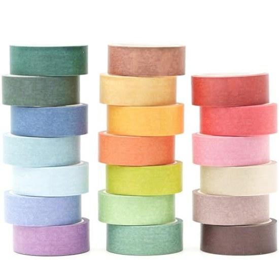 YUBBAEX Volume 20 Plain Masking Tape Set Colors Rainbow Washi Art DIY Crafts Bullet Journal Supplies Planner Scrapbooking Cards Gift Wrapping