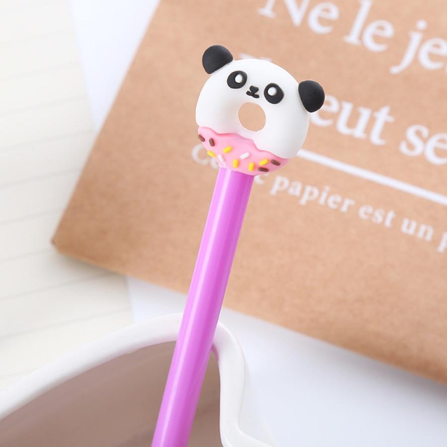 

Back to school season 1Pc 0.5mm cartoon stationery gel pen, cute animal donut shaped water pen, needle tube black office signature pen A