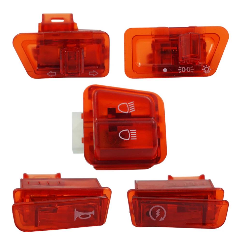 5PCS Motorcycle Start Switch Horn Light Turn Signal High Low Beam Button Switch Connecters for Scooter ATV Moped Accessories