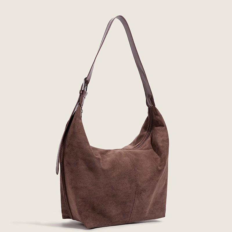 South Korean Niche Design Soft Dumpling Bag Women's Suede Retro Commuting Shoulder Cross-slung Tote