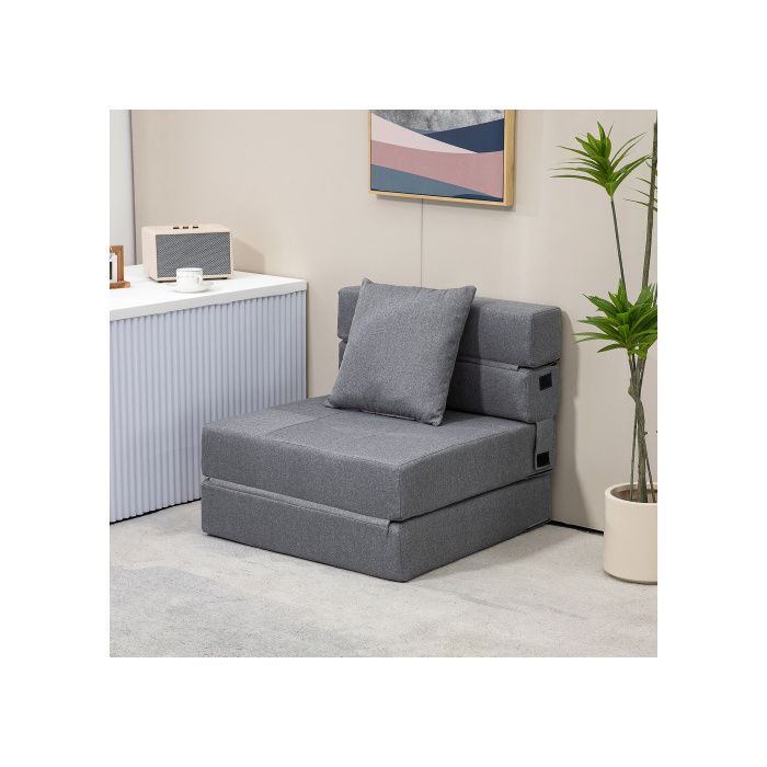 Fauteuil-lit pliant 2 en 1 - HOMCOM - Gris foncé - Charge max. 100 kg - Confort optimal - Design moderne