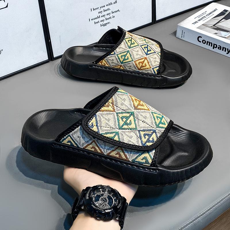 

Тапочки 2025 новые летние дышащие мягкая подошва для улицы шлепанцы мужские повседневные для ходьбы трендовые пляжная обувь 45 бежевый