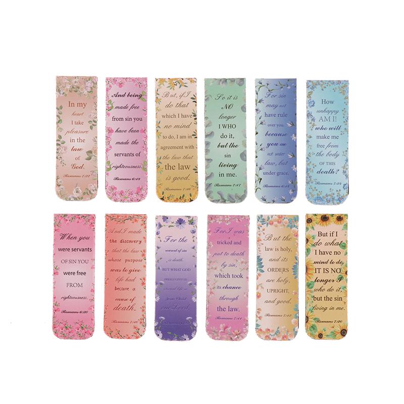 12Pcs Aesthetic Motivational Bible Quotes Paper Bookmarks Diy Students Readers Page Markers Library Office Page Marking