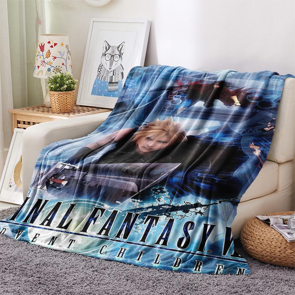 1Pc Final Fantasy Print Flannel Blanket, High Quality Comfortable for All Seasons, Home Decor, Warmth and Comfort, Perfect for Gifts
