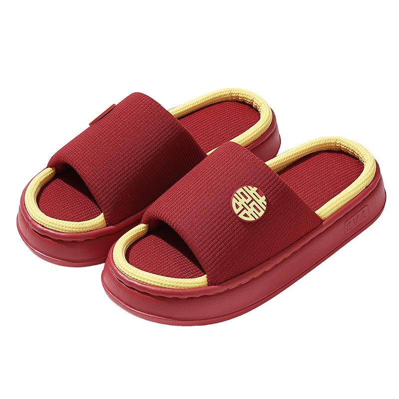 Wedding slippers summer 2025 new indoor home home non-s agement linen slippers