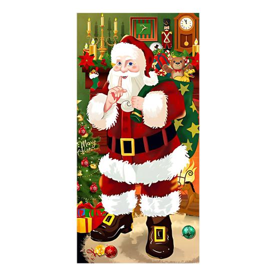 Vánoční dekorace na dveře Vtipný Santa Claus Závěsný banner na vchodové dveře Veselé Vánoce Zimní pozadí Znamení na verandu pro vnitřní a venkovní svátky