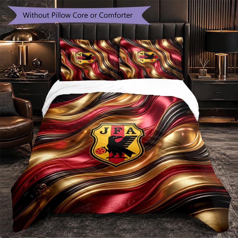 Japan Football Pattern 3 Pieces Bedding Set Soft Microfiber Duvet Cover with Pillow Cases for Bedroom