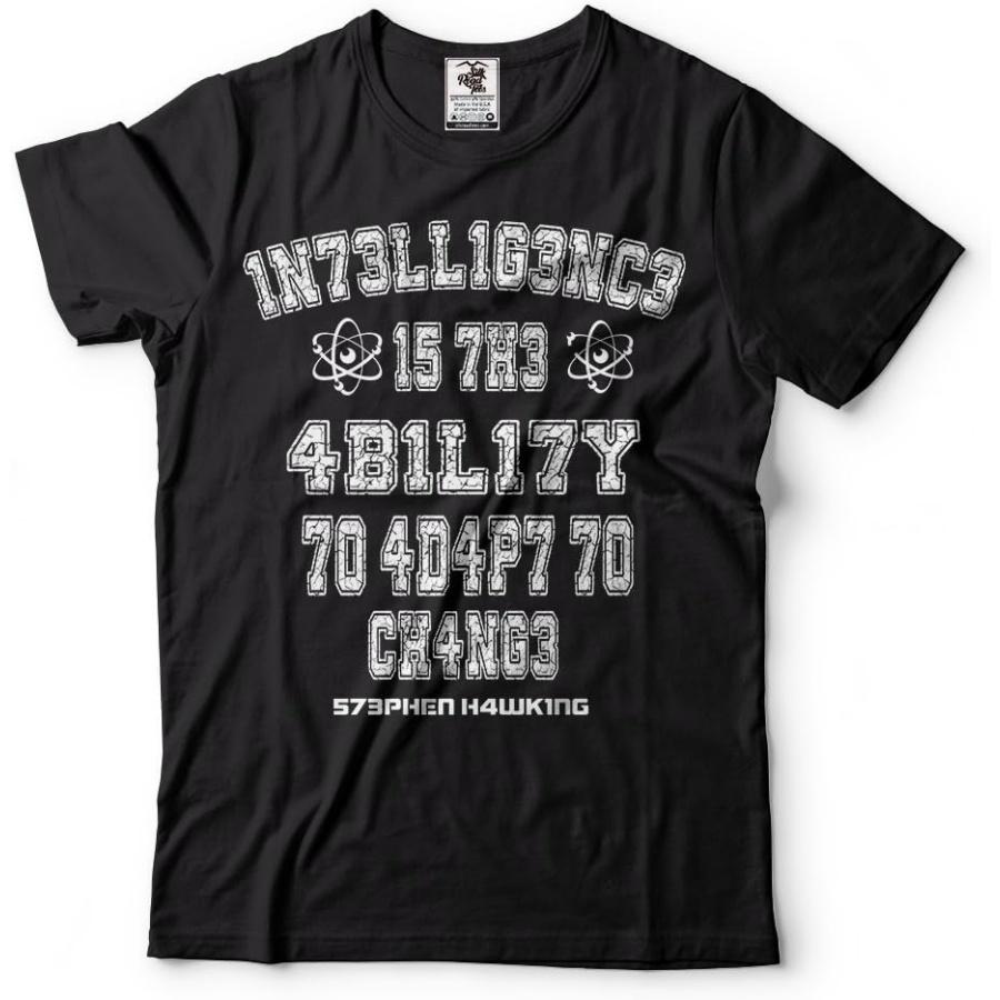 Silk Road Tees Stephen Hawking Inteligence T-Shirt Science Tee Shirt Professor Hawking Tee Shirt XXXXXL чёрный