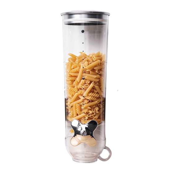 Wandmontierter Müsli-Behälter, Trockenfutter-Spender, platzsparend mit Messbecher für Reislagerung, Klarer luftdichter Behälter für und Snack-Spender