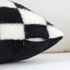 Housse de coussin jeté en laine imitation fourrure noire Housse de coussin à carreaux pour canapé salon Polyester Coussin lombaire Décoration de maison