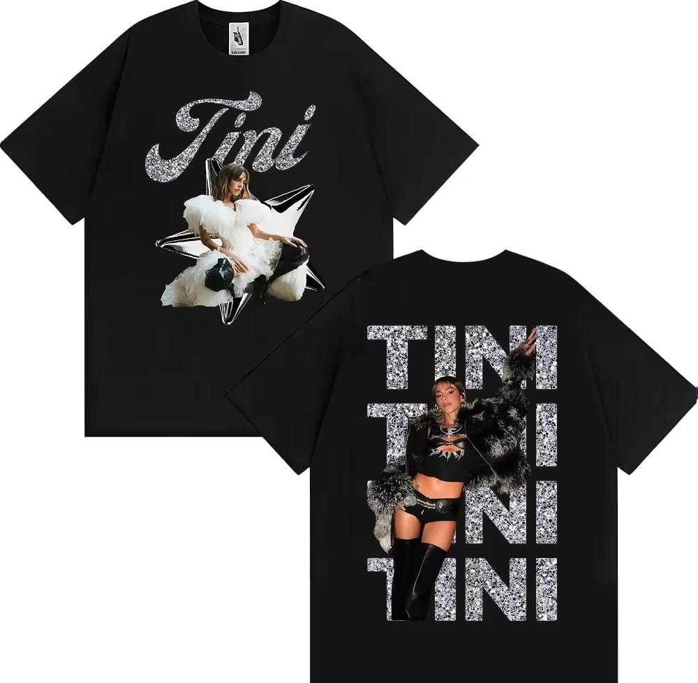 

2026 Singer Tini Stoessel Album Double Sided Print T Shirts Men Women Fashion Aesthetic Vintage Tshirt 100 Cotton Tshirt S