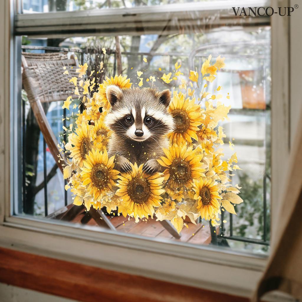 Cartoon Animal Floral Butterfly Window Stickers, PVC Static Cling Glass Decals for Window Storefront Home Decoration