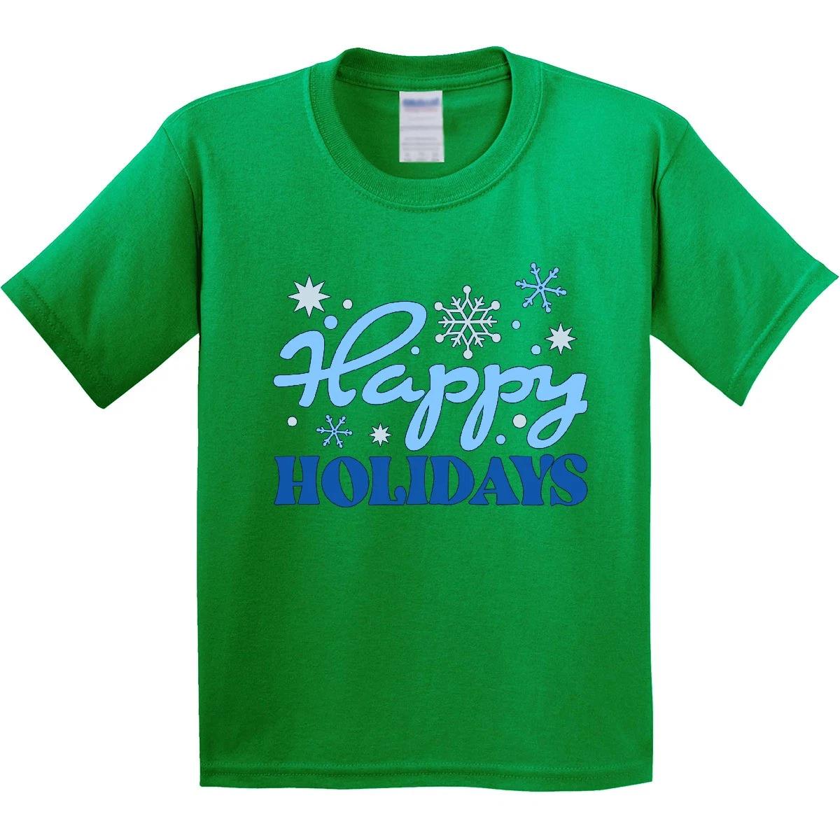 Inktastic Happy Holidays Blue Snowflakes Youth T-Shirt Snow Winter Celebrate Tee 100