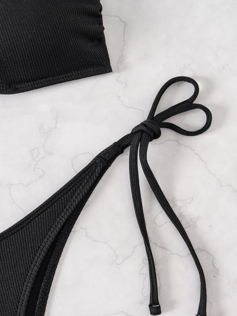Yi Yong 2024 Lace-up Bandeau Bikini Two-Piece Swimsuit