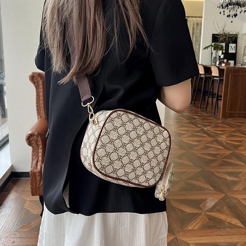 Vintage Trend Quadratische Umhängetasche mit kleinem Beutelmuster PU-Leder Damen Schultertasche