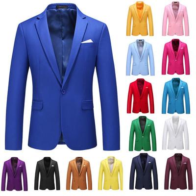Male Solid Colour Formal Suit Jacket 15 Colours Available Men Wedding Prom Party Tuxedo Blazer Slim Fit Coats