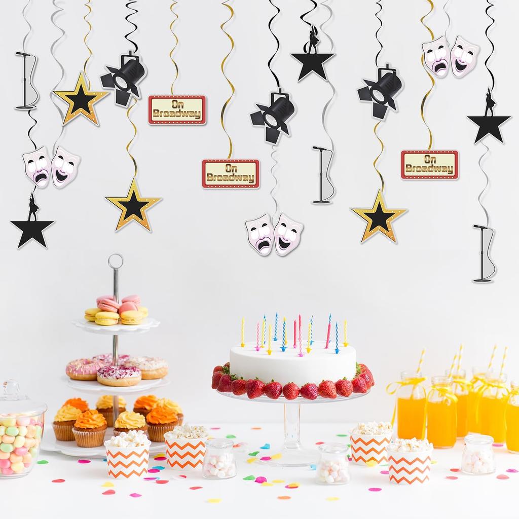 n Musical Party Supplies Decorations 18Pcs The Famous Musical Birthday Foil Ceiling Hanging Swirls Streams for Kids Adult Broadway Musical Lover