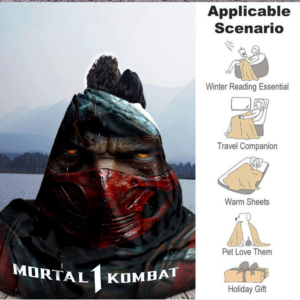 1pc Mortal Kombat Blanket Lightweight Flannel Throw For Sofa, Bed, Travel, Camping, Livingroom, Office, Couch, Chair, And Bed
