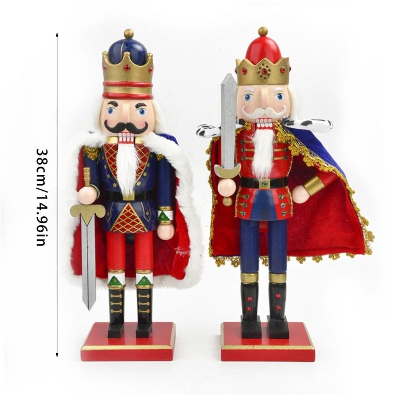 Large Handcrafted Nutcrackers Soldier Figurine For Christmas Decorations 38Cm Wooden Holiday Centerpieces