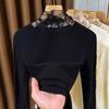 Chic Autumn/Winter High Neck Lace Layering Top for Women