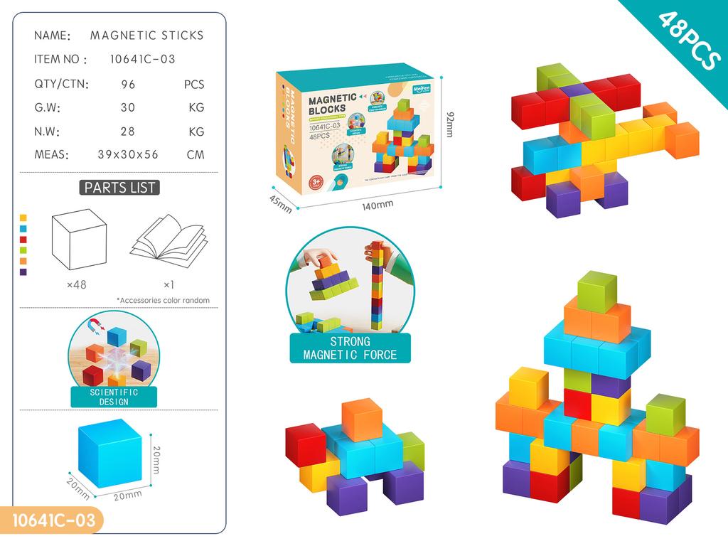 Magnetic Square Magnet Magnetic Building Block Children'S Assembly Educational Toys Color Box Gift Box