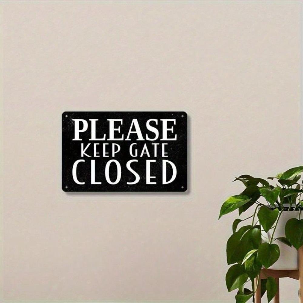 Vintage Metal Sign Please Keep Gate Closed Farmhouse Garage Decor 20x30cm