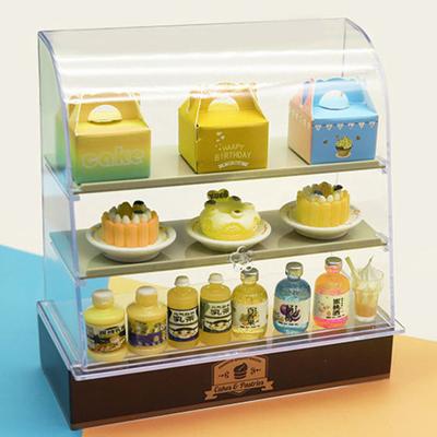 1 Zestaw Mini Lada Cukiernicza Realistyczna Widoczna Dekoracyjna Miniaturowa Lada Ekspozycyjna na Ciasta i Desery do Domku dla Lalek na Prezent
