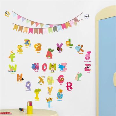 Cartoon Animal Alphabet Wall Stickers Removable Baby Nursery Decals Home Decor
