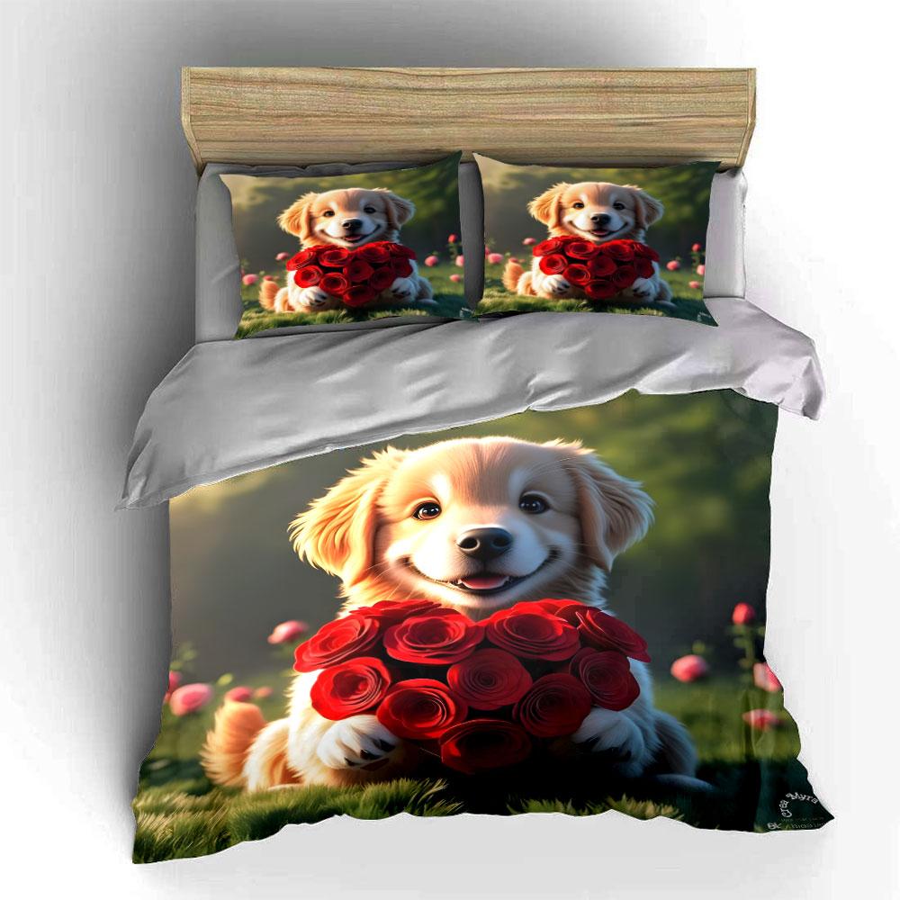 Floral Gift Set For Romantic Moments Exquisite Three-Piece Bedding Set Gift For Kids And Adults EU Twin 135X200cm&set