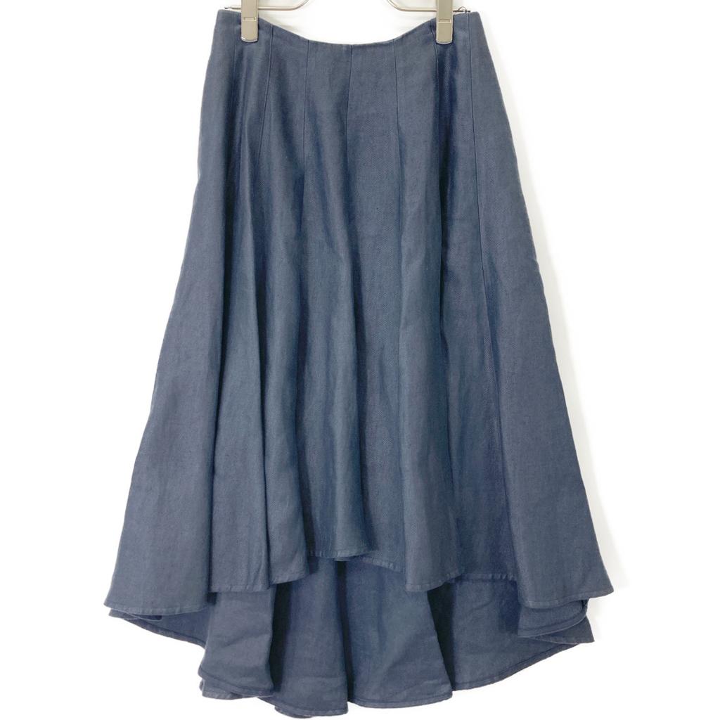 MADISON BLUE MB201-6025 Blue linen panel flare skirt skirt XS blueUsed