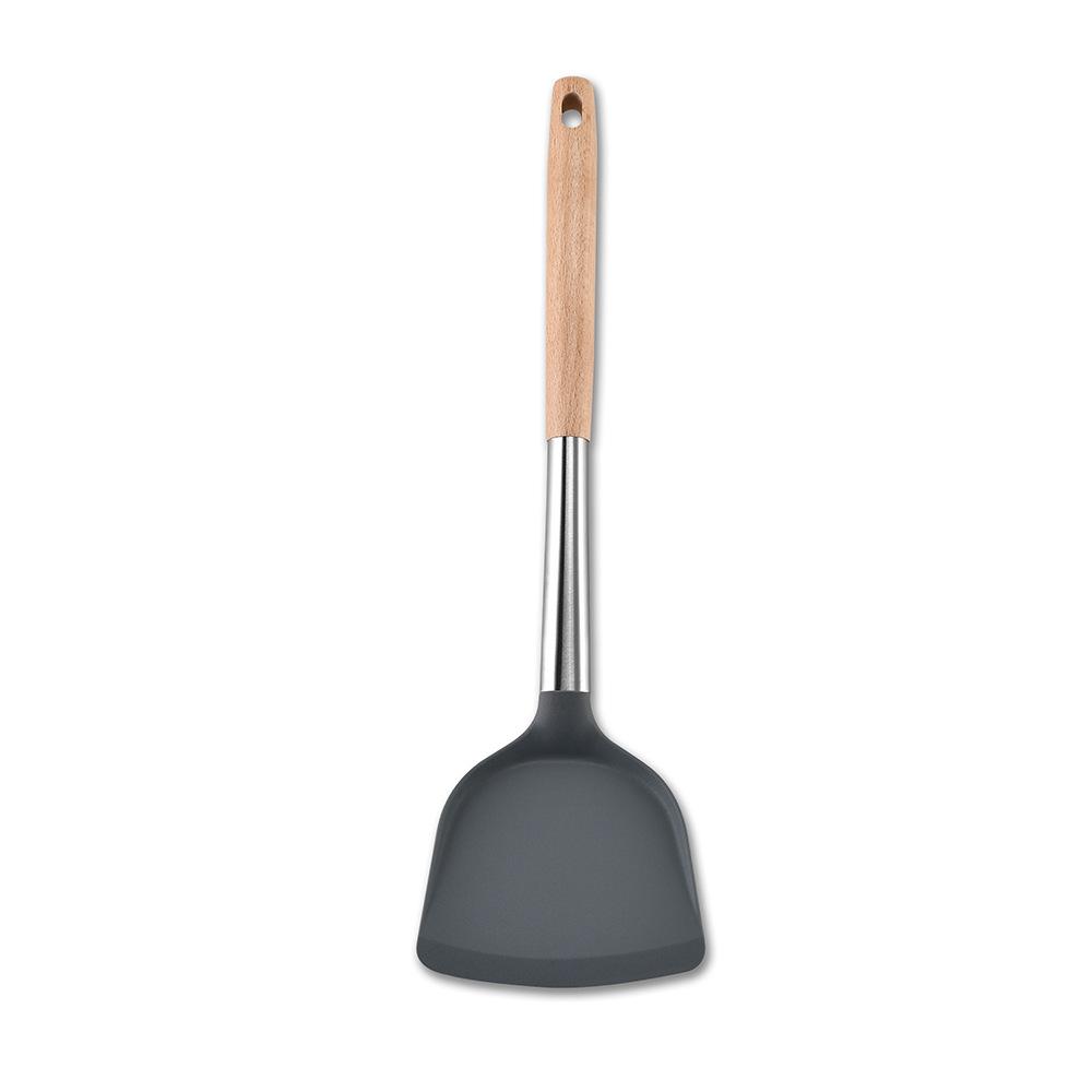 8 PCS Silicone Cooking Kitchen Utensil Set Wooden Handle Kitchen Baking Tools Kitchenware Accessories Storage Bucket