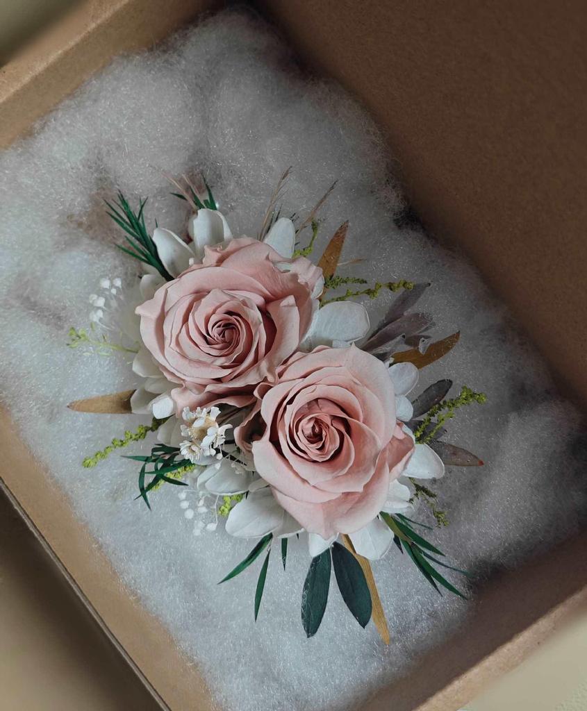 Preserved Flower Wedding Boutonniere & Wrist Corsage Set