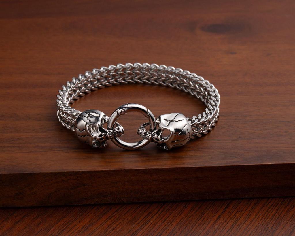 Herren Retro Punk Edelstahl Schlangen- und Tierkopf Armband - Anlaufbeständig