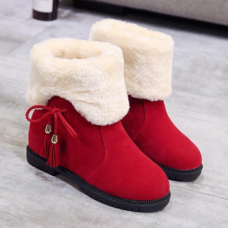 Botas de nieve Botas cortas femeninas Invierno Invierno Ola coreana Peluda  Cálida Botas de mujer Moda Ropa exterior Ropa exterior De suela gruesa  Algodón engrosado Zapatos de mujer comprar a buen precio —