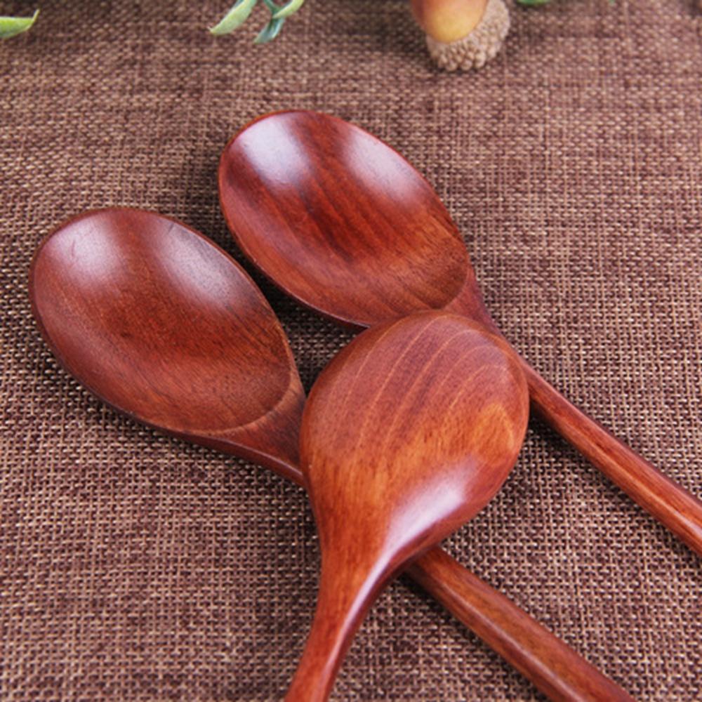 Natural Honey Spoon Kitchen Gadgets Long Handle Dinner Soup Spoon Fork Wooden Spoon Tableware