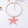 European and American Simple Fashion Exaggerated Large Plate Alloy Dripping Oil Multi-color Starfish Pendant Necklace Ocean Vacation Accessories