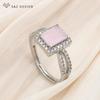 Trendy Luxury Rectangle Crystal Resizable Rings For Women Wedding Party Fashion Rose Gold Color Cubic Zirconia Jewelry Gift