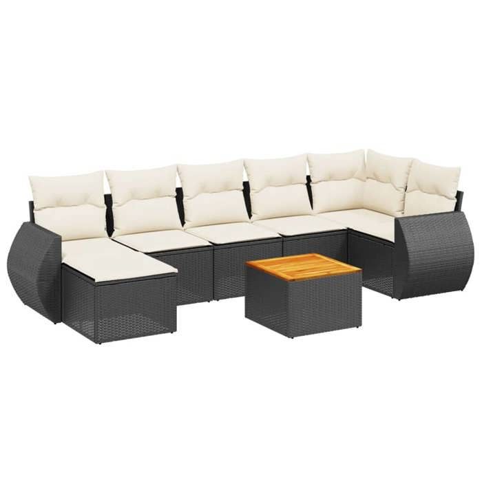 VidaXL Garden Lounge Set with Cushions 8 Pcs, Patio Sofas, Furniture Set, Outdoor Terrace Furniture, Black 3257442