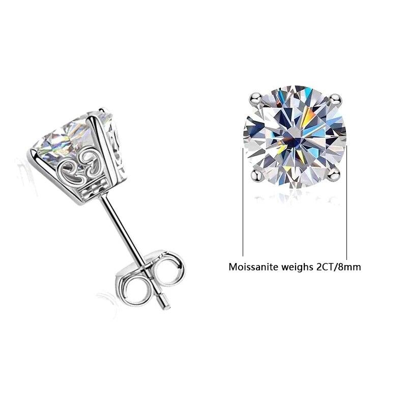 

Серьги с четырьмя зубцами из серебра 925 пробы с муассанитом 2 карата, маленькие, легкие, роскошные и классические, подарок лучшим друзьям и друзьям. 2ct