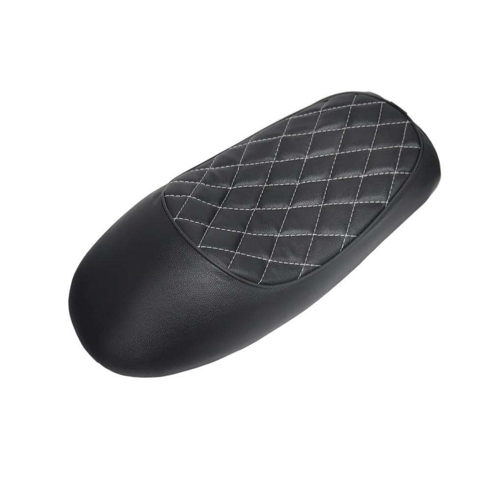 JPMODAO Vintage Motorcycle Seat, PU Leather, Compatible with Various Cafe Racer Models (C-Camel Ridge Diamond White Line)