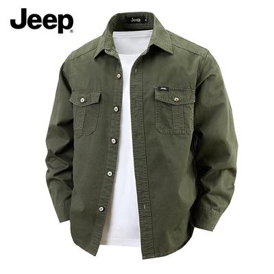 Men's Retro Workwear Long Sleeve Shirt Jacket