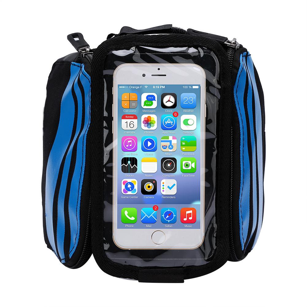 

Cycling Top Frame Pannier Double Pouch Holder Front Head Top Tube Bag For Cell Phone Orange