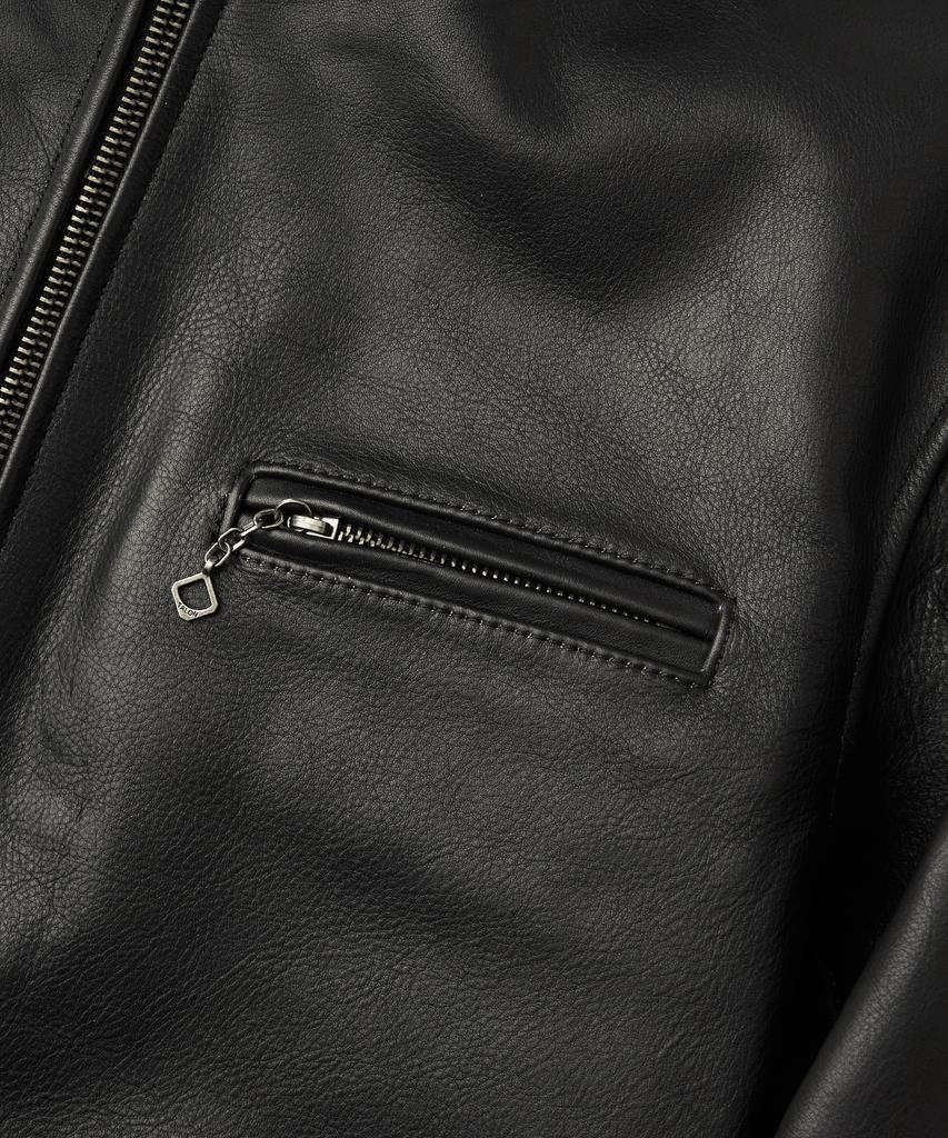 Outstanding Tea-Core Leather Sports Jacket_Black