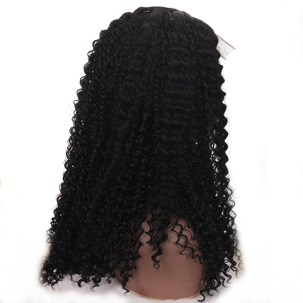 Bybrana Black Mid-Length Curly Middle Part Synthetic Soft Heat-Resistant Fiber Daily Wig