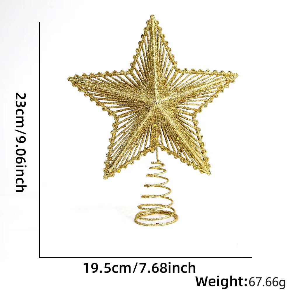 Three-Dimensional Sequined Star Tree Topper - Five-Pointed Christmas Decoration